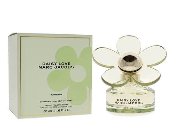 Best 6 Green Perfumes For Ladies Marc Jacobs Daisy Love Spring EDT Spray  is a limitation edition fragrance that features a fresh and floral fruity scent with green notes. 