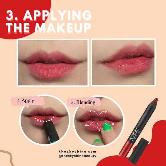 Natural Red Makeup for Small Lips 3. Applying the Makeup