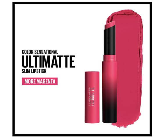 Best 6 Magenta Matte Lipstick: Finding the Right Shade 4 Best Magenta Makeup Products: Blush, Eye Shadow, Lipstick Maybelline New York Color Sensational Ultimatte Slim Lipstick in More Magenta, Best Matching Skin Tone: All skin tone