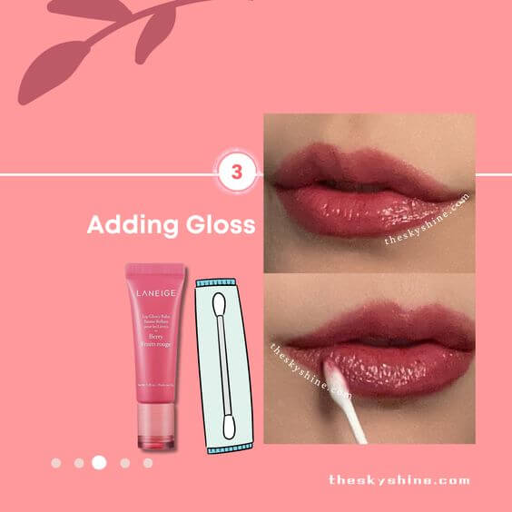 Glossy Ombre Rose Brown Lip Tutorial: Achieve a Stunning Lip Look 4. Adding Gloss To add a glossy finish, apply a berry lip gloss (LANEIGE Lip Glowy Balm, Berry) in a matching rose tone to your lips.