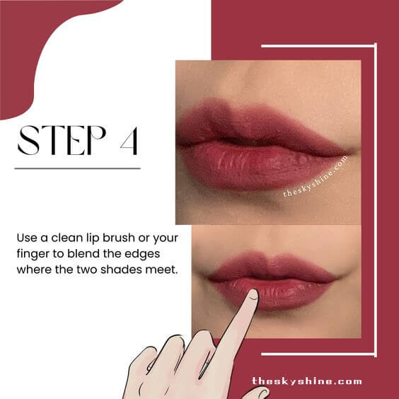 Mastering the Art of Blending: Creating a Seamless Ombre Rose Brown Lip Effect Step 4: Blending for the Ombre Effect Use a clean lip brush or your finger to blend the edges where the two shades meet.