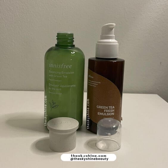 The Ultimate Hydration Showdown: Korean Green Tea Emulsions Compared 1 . Packaging & Ingredients  Both products are packaged in sturdy plastic bottles with green tea extract as their key ingredient. 