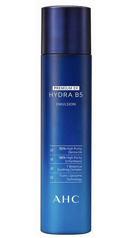 5 Best Korean Skincare Emulsion For Summer 1. For Dehydrated Skin Known for AHC Premium Ex Hydra B5 Emulsion smooth application and non-sticky formula, this daily face lotion provides a Deeply moisturising and nourishes with hyaluronic acid, PANTHENOL, 7 BOTANICAL SOOTHING COMPLEX 