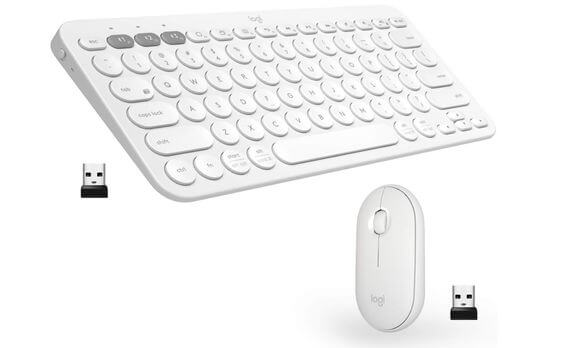 Noise-Free Productivity: Logitech K380 + M350 Wireless Keyboard and Mouse Combo Review 3. Pros and Cons Logitech K380 Keyboard Pebble M350 Wireless Mouse 
combo  Pros:  Best for small hands or portable user
Multi-device connectivity of the K380 enhances productivity.
Silent click technology in the Pebble M350 ensures a peaceful workspace.
Dual connectivity provide flexibility.
Long battery life in both devices ensures uninterrupted usage