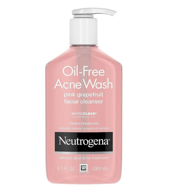 6 of the Best Foam Cleansers to Tame Oily Skin 1. Liquid Foam cleanser
Neutrogena Oil-Free Salicylic Acid Pink Grapefruit  not only removes excess oil but also treats and prevents acne breakouts and help prevent breakouts. It leaves your skin feeling refreshed and clear with grapefruit scent.