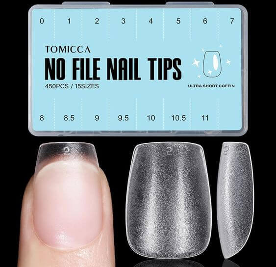 Understanding Coffin Press-On Nails: What They Are, Pros & Cons 3.  Pros
Extension Possible at Various Lengths: You can determine the shape of your nails using nail extension products for short or long nails.
TOMICCA Extra Short Coffin Nail Tips