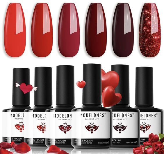 Review: Modelones 0947 - A Stunning Red Glitter Gel Nail Polish
3. Pros and Cons
Pros: Vibrant Color and High Shine, Long-Lasting up to two weeks without chipping 
The Modelones Gel Nail set A1 Ruby
