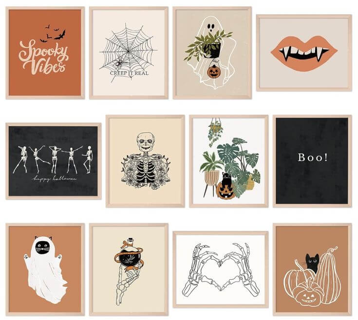 A Review of Whaline Halloween Wall Art Prints 3. Pros and Cons Pros: Affordability Halloween, Thanksgiving, fall decor options, Variety Art Prints, Easy to Display, Provides a spooky atmosphere, Create easy a lovely mood, Whaline 12Pcs Halloween Wall Art Prints