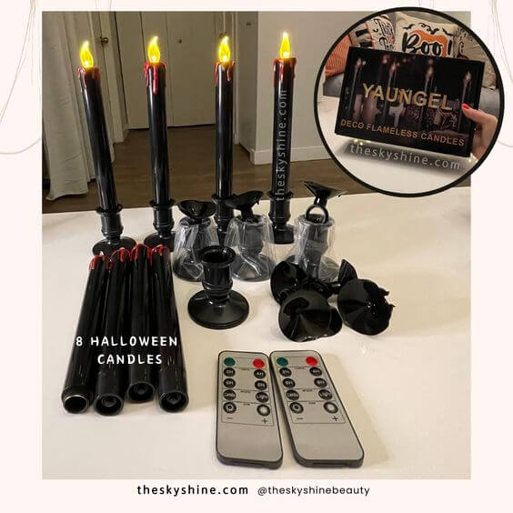 A Review of YAUNGEL Black Flameless LED Candles: Light Up Your Nights 1. Material & Design This product is made of lightweight plastic material and designed to resemble a black taper candle. The flickering flame creates a realistic atmosphere. 