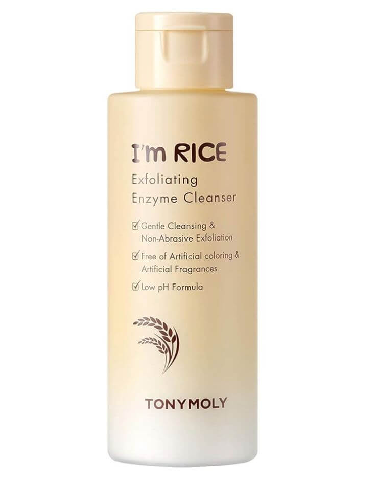 The Must-Have Korean Pore-Cleansing Products for Oily and Acne-Prone Skin 2. Exfoliatior 
TONYMOLY I'm Rice Exfoliating Enzyme Cleanser 
This gentle exfoliating cleanser forms a soft foam with a blend of exfoliants that slough away dead skin cells, clear pores, and prevent acne and whiteheads