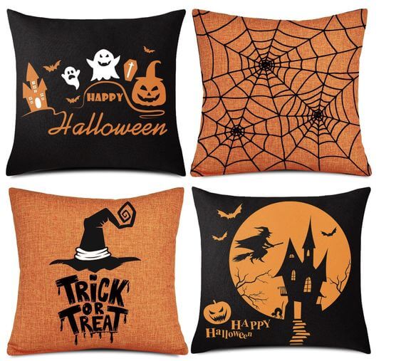 The 5 Best Halloween Throw Pillow Covers, Retro Halloween Artwork
Black cats, witch hats, and spider webs that symbolize retro Halloween are perfect for creating a charming and vibrant Halloween atmosphere
Whaline 4 Pieces Halloween Pillow Case, Orange and Black Pillow Cover, Happy