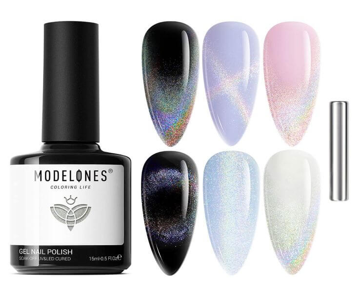 Magnetic Cat Eye Gel Polish: Revolutionizing the World of Manicures 2. How it Works The Magnetic Attraction In summary, the final look of the pattern is determined by the direction and placement of the magnet.
modelones 15ML Rainbow Cat Eye Gel Nail Polish