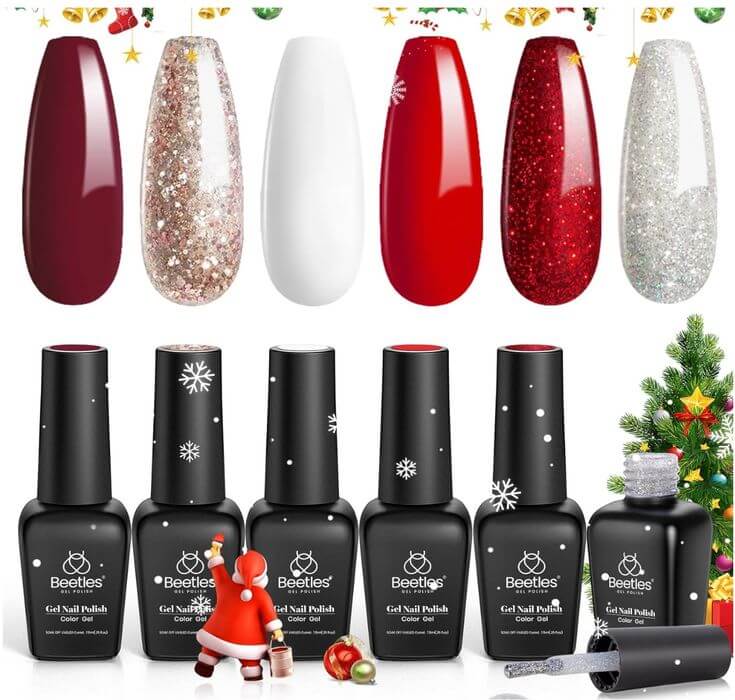 Best 6 Red Gel Nail Polishes That Will Make You Stand Out Get the look: Christmas Gel Nail Set
Beetles Candy Cane Gel Nail Polish Christmas Gift Set