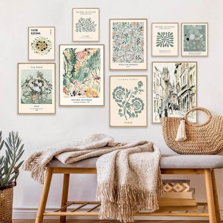 The Color Green: A Versatile Home Decor Option 4. Balance And Harmony, Decor It is perfect for any space in the house as it can create a green-like calm with a soft and quiet saga green.
ASTRDECOR 9 PCS Wall Decor Aesthetic, Green Matisse Wall Art Exhibition Poster Set