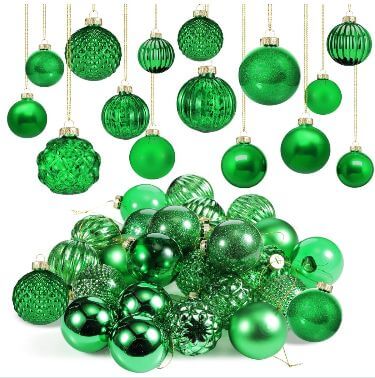 The Color Green: A Versatile Home Decor Option 3. Vibrant and Refreshing, Brighter shades of green, like Christmas ball ornaments, can infuse your decor with a lively vibrancy. 
Liliful 24 Pcs Glass Christmas Ball Ornaments 2.36 Inch Christmas Tree Decoration