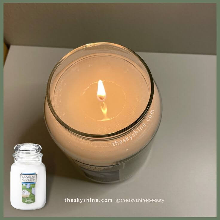 A Review of Yankee Candle Clean Cotton: The Fresh and Clean Scented Candle 2. How to use & Burn Time If you light the candle wick with a lighter, a refreshing scent fills the room within an hour. And you can use it for more than 110 hours.