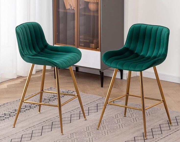 The Color Green: A Versatile Home Decor Option 4. Balance And Harmony Decor, Deep, rich greens, such as forest green or olive, exude timeless elegance. These shades work well for creating a sophisticated atmosphere in spaces.
Sidanli Green Velvet Bar Stools-Set of 2, 24 Inch Bar Stools for Kitchen Counter.