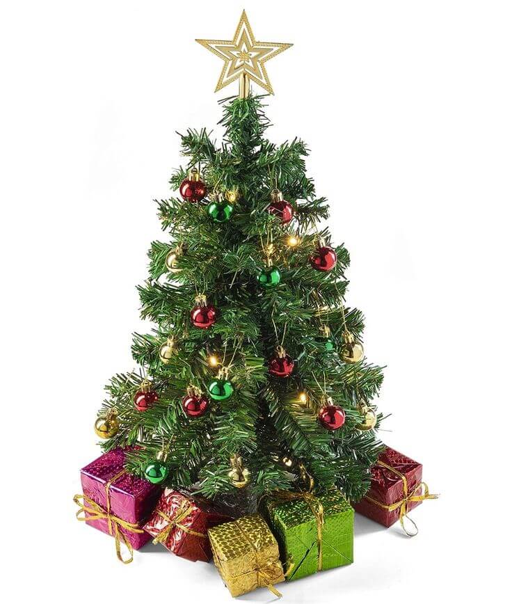 The Top 5 Christmas Trees for Small Spaces 1. Petite Size Ideal for Small Spaces  Mini Christmas Tree Set with Warm-White LED Lights and hanging ornaments, a compact yet elegant Christmas tree perfect for small spaces such as tabletop
Prextex 23 Inch Tabletop Mini Christmas Tree Set with Warm-White LED Lights