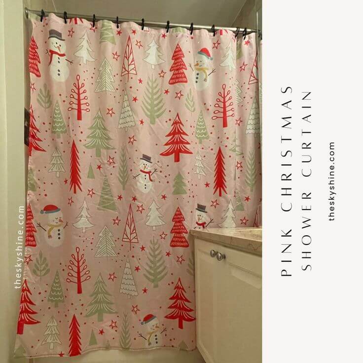 My Review of the Pink Christmas Shower Curtain from Temu The pink Christmas shower curtain can turn the bathroom into a festive holiday atmosphere for those who love pink. This is the first product I ordered from Temu, and I would like to share the pros and cons I felt while using this Christmas shower curtain.