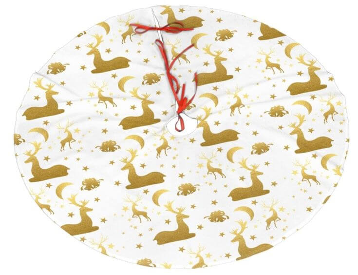 A Review of the FixBetter 36-Inch Golden Deer Christmas Tree Skirt  3. Pros and Cons
Blend well with various decor styles.
Suitable size for a range of tree sizes.
Durable enough to last through many holiday seasons.
lightweight might be easy to store compactly.
Simple to place and remove.
Reasonably priced for its quality and design.
fixbetter christmas tree skirt 36 inches golden deer