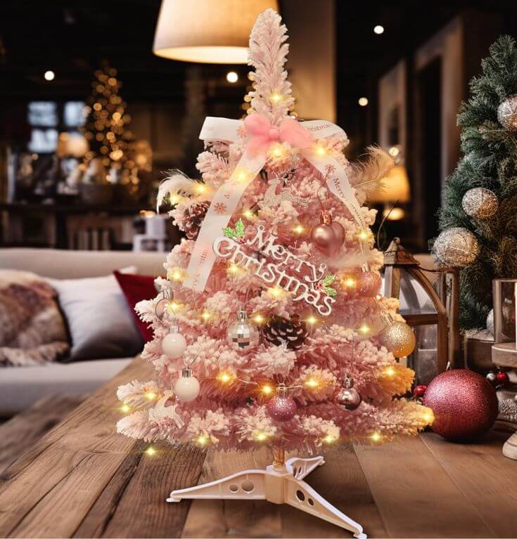 The Top 5 Christmas Trees for Small Spaces 2. Creates a Festive Serenity Create a festive focal point by transforming tabletops into a perfect mood of sweetness and purity with the ‘Tabletop Tranquility’ tree.
PARTY KNIGHT  Small pink Christmas Tree with Lights