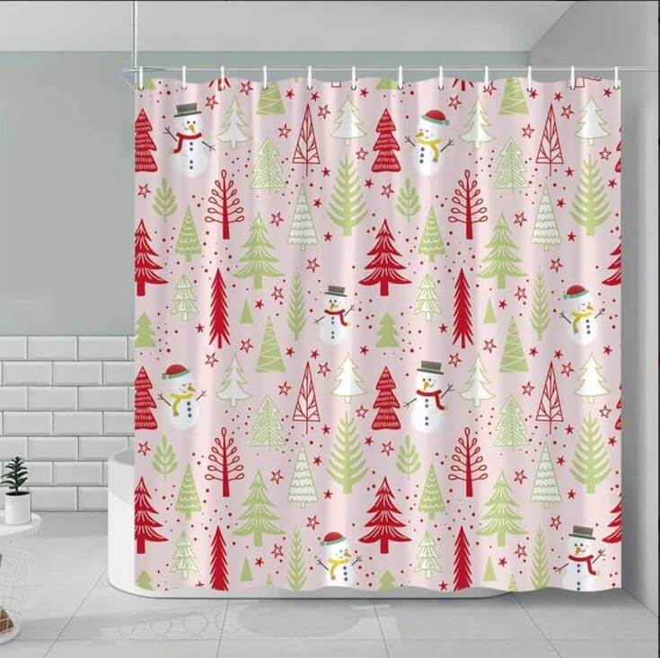 My Review of the Pink Christmas Shower Curtain from Temu 3. Pros and Cons Pros  Ideal for those who love pink.
Brightens up the bathroom space.
Easy to clean and maintain.
Can be reused for multiple seasons.
Affordable Christmas bathroom decoration
feierman Christmas Shower Curtain cartoon snowman christmas tree shower Curtan