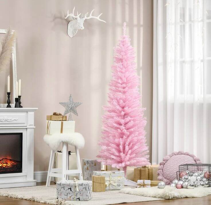 A Comprehensive Guide to Setting Up Your Pink Christmas Tree in a Small Space
HOMCOM 6' Artificial Pencil Christmas Tree 