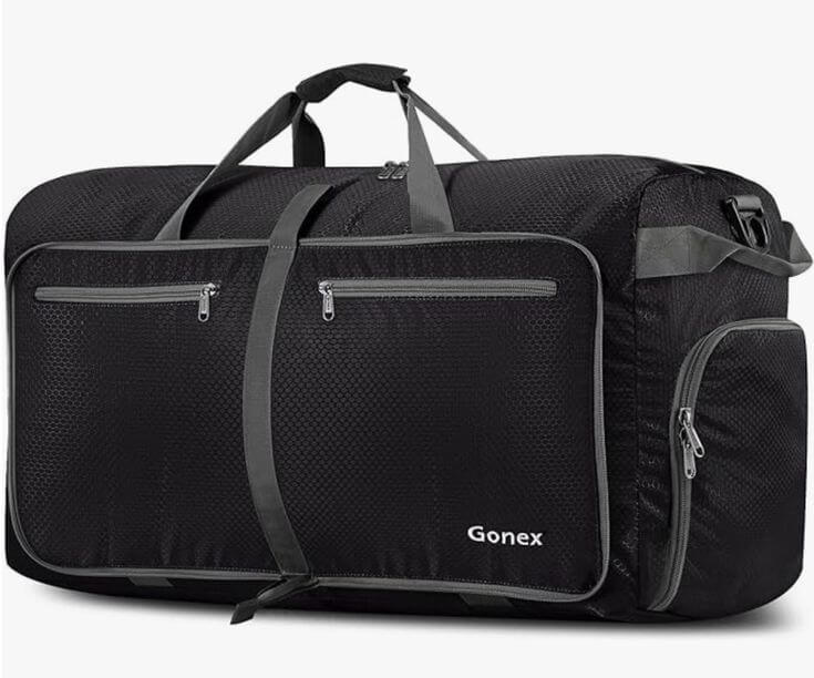 Carry in Style: The 3 Best Duffel Bags for Daily Use 2. Gonex 40L Foldable Travel Duffle Bag This foldable duffle bag 40 L can be easily folded into a compact size, taking up minimal space. It can also be used for motorcycle trips.