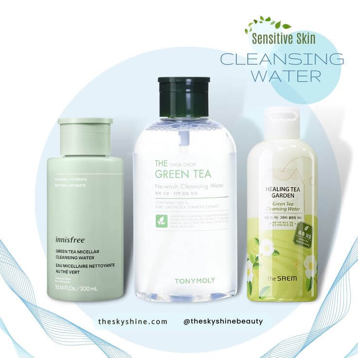 The Top 3 Korean Green Tea Cleansing Waters for Sensitive Skin Among the many skincare products in Korea, Green Tea Cleansing Water is an attractive option for those with sensitive skin looking for a gentle, non-irritating cleansing product to remove makeup and sunscreen. 
