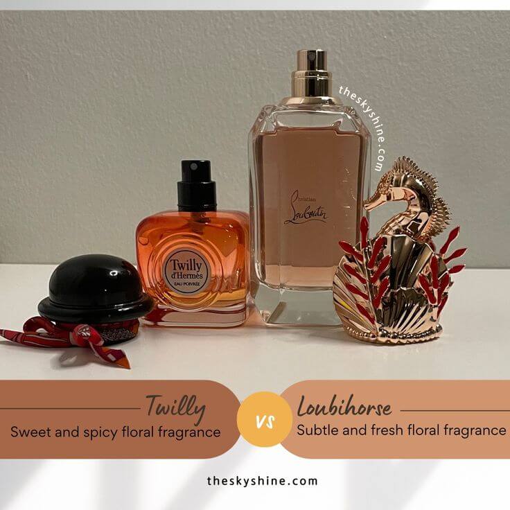 Battle of the Spicy Florals: Twilly d’Hermès Eau Poivrée vs. Loubihorse 2. Conclusion: Choosing the Right One for You Twilly has a more refreshing scent, like the sweetness and spicy floral fragrance you get right after a shower. The fragrance lasts a long time, so if you spray it in the morning, it stays almost the same until you wash it off in the evening. Also, the bottle is light and small, so you can carry it (1.6 oz) in your makeup pouch. And Loubihorse has a subtle and fresh floral scent. It’s a non-sweet scent that seems to maximize femininity. The spray is strong, which might surprise you, but the scent is very subtle, so you can spray it without feeling burdened. However, because the bottle cap is heavy, I recommend it to those who want to use it at home. If you want to carry it in a pouch, I recommend buying a mini size.