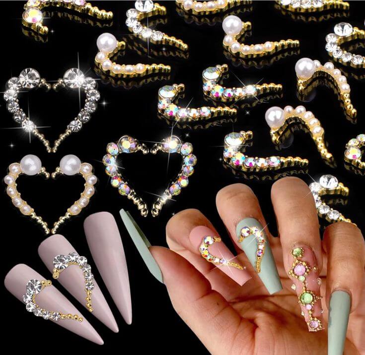 Heart to Heart: 5 Stunning Nail Rhinestone for a Romantic Look 1. Pearl, Crystal, Diamond, Clear Heart Rhinestones These large heart rhinestones are timeless. They’re perfect for adding a classic romantic touch to nail colors or long nail designs.
TOROKOM 30 PCS Heart Nail Art Charms, Valentine Heart Nail Art Rhinestone Pearl Colored White Crystal Gems Nail Diamond for Girl Women DIY Nail Art Decoration (15 Pairs, 3 Styles)