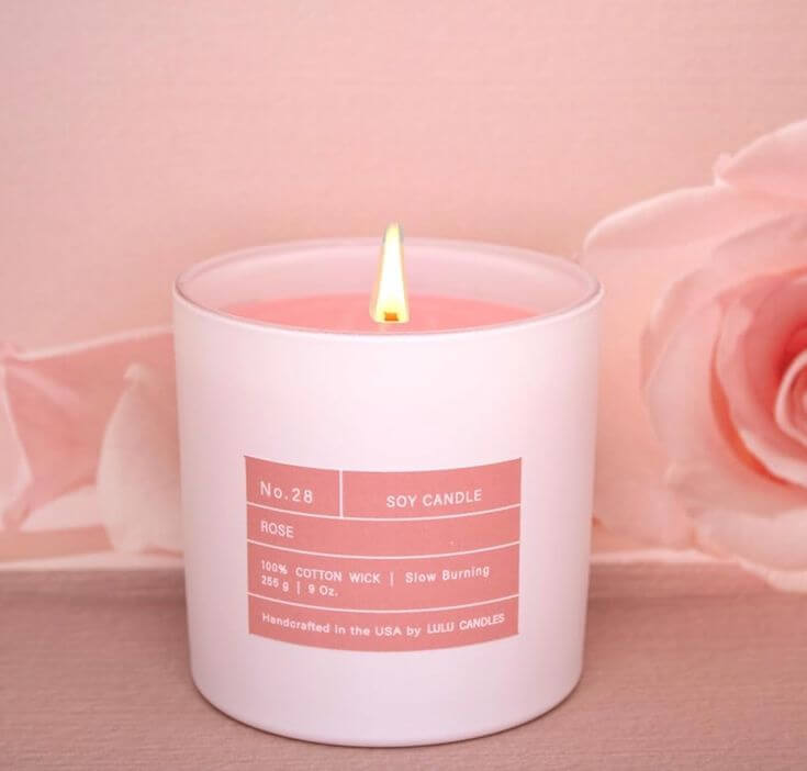 The Top 5 Rose-Scented Candles for Romance 2. Lulu Candles - No.28 Rose This candle easily fills a large room with a highly enchanting rose scent, using a nontoxic, paraben-free proprietary soy-blend wax formulation. 
Lulu Candles | Smells Like Roses | Luxury Scented Soy Jar Candle | Hand Poured in The USA | Highly Scented & Long Lasting (9 Oz. Limited Edition)