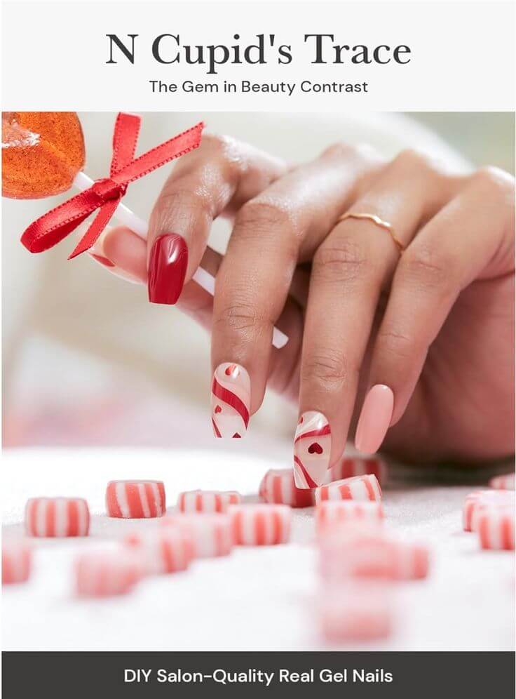 Top 6 Red Heart Gel Nail Strips for a Romantic Look 4. N Cupid's Trace The N Cupid’s Trace offers a playful mix of red hearts with pink and white stripes, perfect for achieving a look as sweet as candy.
ohora Semi Cured Gel Nail Strips