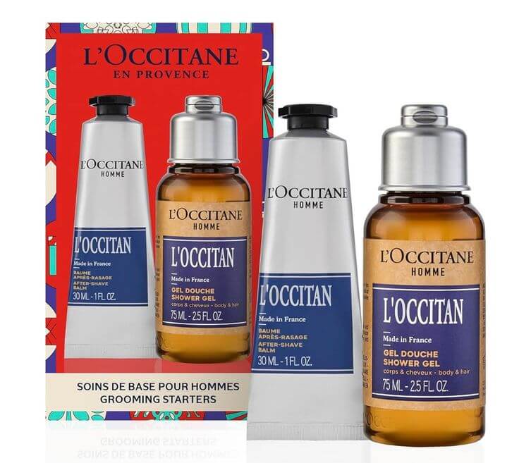 Top 3 Grooming Kits for Men 3. L'Occitane Men's Grooming Gift Set This comprehensive kit from the Provence region of France includes a daily shower gel and soothing after-shave to prevent irritation and soothe the skin. 
L'Occitane Men's Grooming Gift Set: Shower Gel and Soothing After Shave With Subtle Notes of Wood, Pepper and Lavender, Reduce Irritation, Hydrate