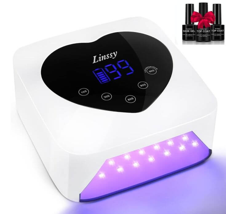 Top 5 Gel UV LED Lamps for Salon-Worthy Results 3. Linssy 72W UV LED Nail Lamp This Cordless Nail Lamp stands out with its high power output for use anywhere and quick drying times, featuring 5 timer settings and an automatic sensor.
Linssy Nail Lamp,Cordless UV Led Nail Lamp 72W Rechargeable Nail Dryer with 5 Timer Setting,Professional Nail Light with Cute Heart Shape Large LCD Display