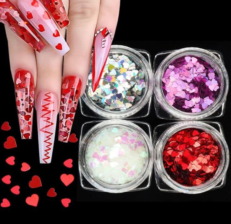 5 Must-Have Glossy Pink Heart Nail Products for Nail Art Lovers
Mangoit 4Boxes Heart Nail Art for Acrylic Nail Supplies Shiny Red Silver Pink Transparent 