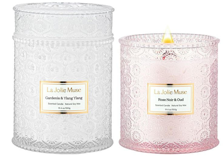 5 Best Romantic Candles to Set the Mood Get the look: Relax Candles Gifts
LA JOLIE MUSE Large Candles Set 2, Wood Wick Candle, Rose Noir & Oud, Gardenia & Ylang Ylang Candle