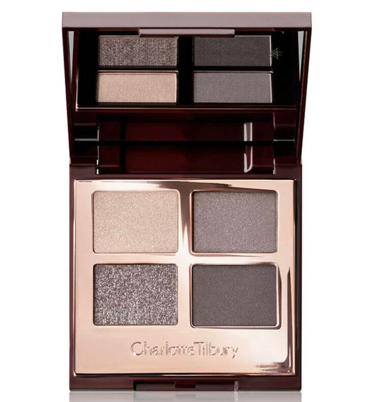 All About That Sparkle: Grey Shimmer Eyeshadow for Every Complexion 3. Smoky Glam for Olive Skin  dark gray with a silvery eyeshadow is ideal for creating a smokey eye on olive skin.
Neutral Elegance: Must-Have Gray Eyeshadow Palettes 3. Charlotte Tilbury LUXURY PALETTETHE in ROCK CHICK An ideal smoky palette for everyday wear, featuring wearable grays and cool-toned neutrals for all skin tones.
Charlotte tilbury LUXURY PALETTETHE ROCK CHICK