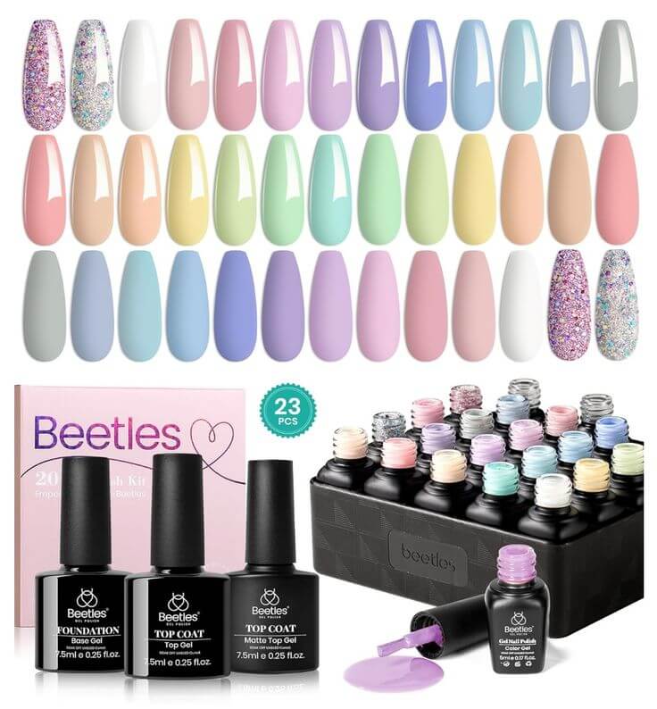 Spring Blooms: The 5 Must-Have Gel Nail Polish Kits 2. Spring Paradise  – Gel Polish 23 Colors Set Beetles' kit is perfect for beginners, featuring a range of spring colors and a user-friendly design.
Beetles Spring Paradise Gel Polish 23 Colors Set with Nail Art