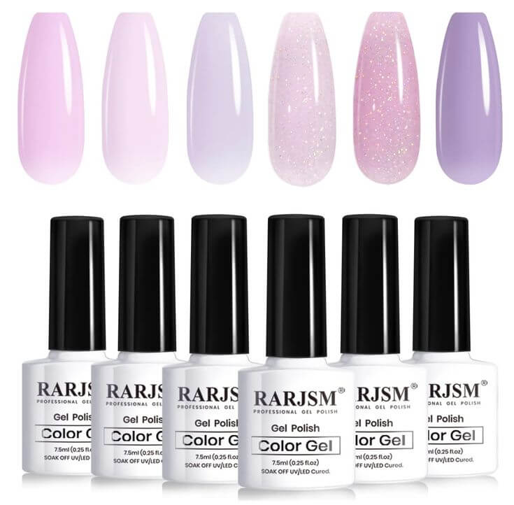 In the Pink: The 5 Most Stunning Clear Nude Gel Polishes 3. RARJSM Nude Gel Nail in Pink & Purple Glitter RARJSM's Purple Glitter set offers a classic, semi-sheer blend of pink and purple that’s perfect for everyday wear
RARJSM Nude Gel Nail Polish Purple Glitter 6pcs Set 7.5ml Jelly Shimmery Sheer Violet Nail Gel Polish Iridescent Sparkly Light Purple Pink Translucent 