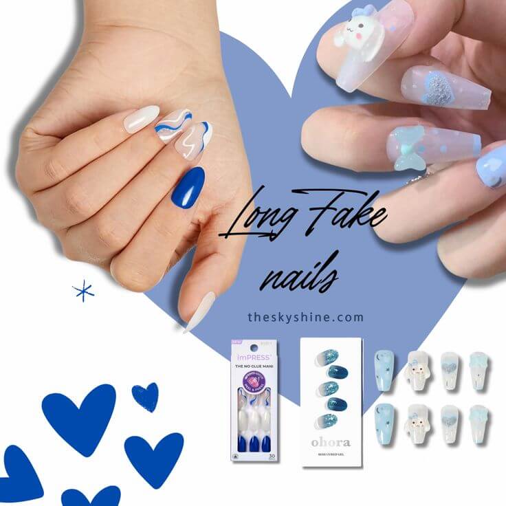 6 Gorgeous Sky-Blue Press-On Nails for All Seasons: Long Length The enchanting sky blue press-on nails, available in various colors and designs, can easily achieve any style—whether cute, vibrant, or sophisticated—and simultaneously add beauty to your nails. 