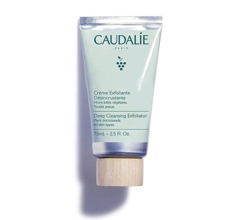 Jet-Set Glow: Top 6 Facial Exfoliators for Flawless Travel Skin Caudalie Vinoclean Deep Cleansing Face Exfoliator This gentle exfoliating cream, enriched with natural ingredients such as organic grape water, volcanic sand microbeads, and organic menthol, effectively removes dead skin cells.