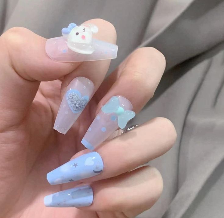 6 Gorgeous Sky-Blue Press-On Nails for All Seasons: Long Length
Nail Apparel Blue Clouds Heart Rabbit Bow Y2K Long Coffin Cute Kawaii Press on Nails 