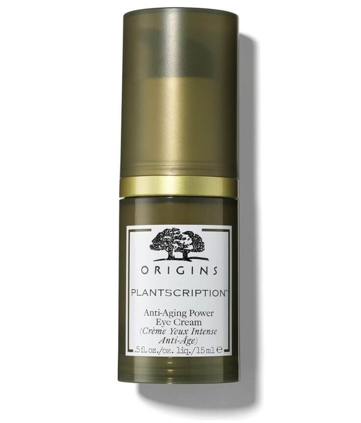 5 Best Eye Creams for Reducing Fine Lines and Crow’s Feet Wrinkles Featuring Anogeissus, Chamomile, and Algae, this eye cream reduces the appearance of crow’s feet and other signs of aging, revealing smoother, younger-looking skin. 
Origins Plantscription Anti-aging Power Eye Cream