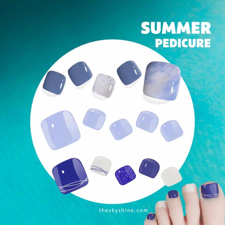 Summer Vibes: Top 7 Blue Semi-Cured Gel Pedicure Strips Are you looking for a way to apply a summer-appropriate blue gel pedicure in just a few minutes by yourself? Gel pedicure strips are convenient, easy to use, and provide a salon-quality finish.