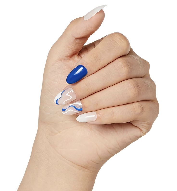 6 Gorgeous Sky-Blue Press-On Nails for All Seasons: Long Length
KISS imPRESS No Glue Mani Press-On Nails, Design, Free Soul', Light White, Medium Size, Almond Shape