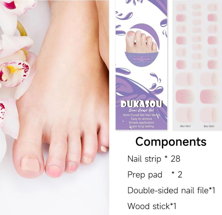 Peach Perfection: Top Gel Nail Strips for an Elegant Look Get the look: Toenail Stickers 
DUKASOU Semi Cured Gel Pedicure Strips, Peach Blossoms