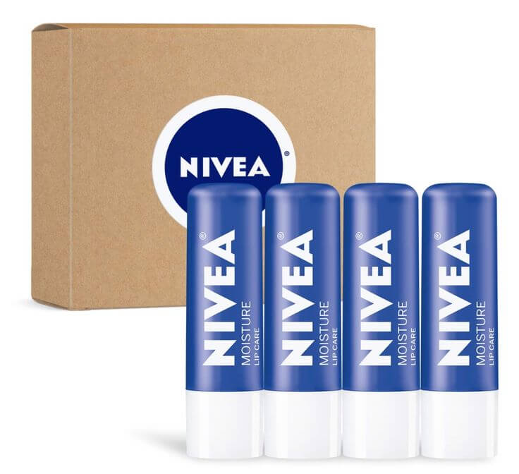 Bulk Beauty: 6 Best Lip Balms for Soothing and Repairing Dry Lips for Families  NIVEA Moisture Lip Care is ideal for those with sensitive lips. This balm has a transparent color and is designed to repair and moisturize dry, cracked lips with ingredients like shea butter, jojoba oil, and avocado oil. 
NIVEA Moisture Lip Care, Lip Balm Stick with Shea Butter, Jojoba Oil and Avocado Oil