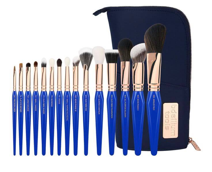 Bdellium Tools Professional Makeup Brush Golden Triangle - Phase III Complete 15pc. Brush Set with Stand-Up Pouch