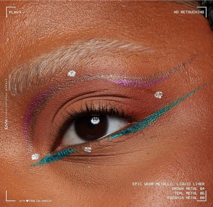 Bright Pink Liquid Eyeliner for Bright Summer NYX Epic Wear Metallic Liquid Liner #Fuschia Metal